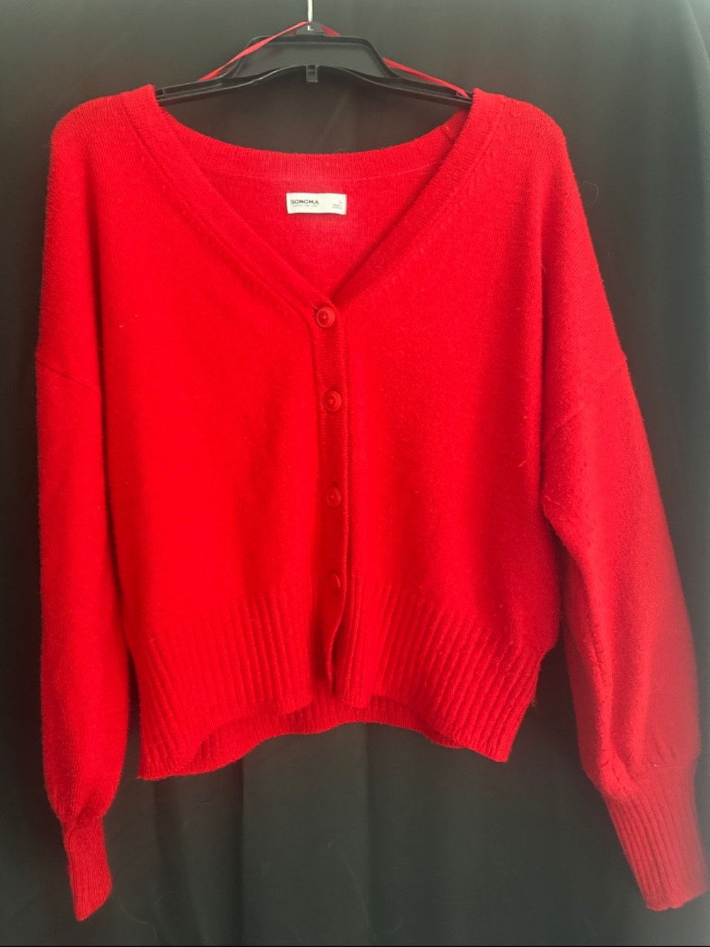 Sonoma Bright Red V-Neck Button Cardigan